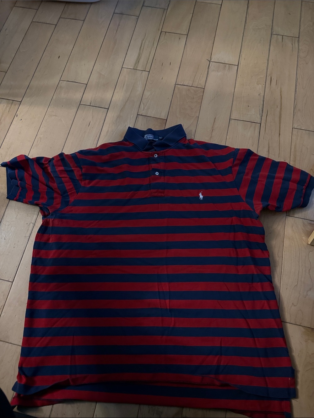 Men's Red and Navy Striped Polo Shirt size 3XL